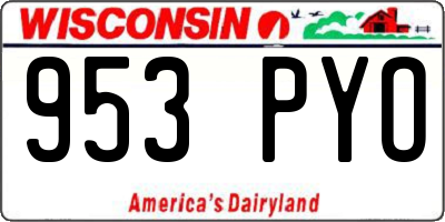 WI license plate 953PYO