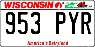 WI license plate 953PYR