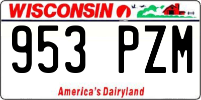 WI license plate 953PZM