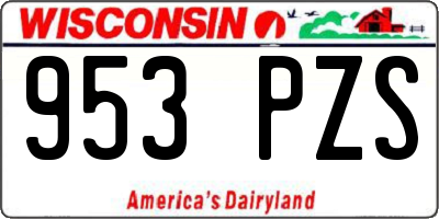 WI license plate 953PZS