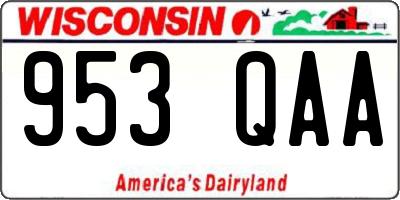 WI license plate 953QAA