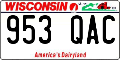 WI license plate 953QAC