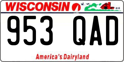 WI license plate 953QAD