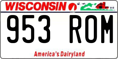 WI license plate 953ROM