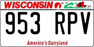 WI license plate 953RPV