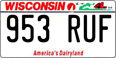 WI license plate 953RUF