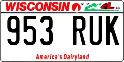 WI license plate 953RUK