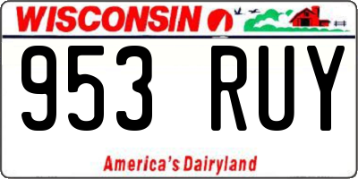 WI license plate 953RUY