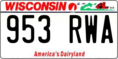 WI license plate 953RWA