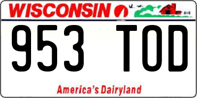 WI license plate 953TOD