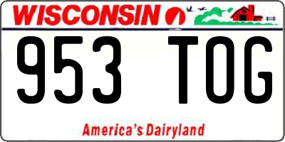 WI license plate 953TOG