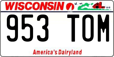 WI license plate 953TOM