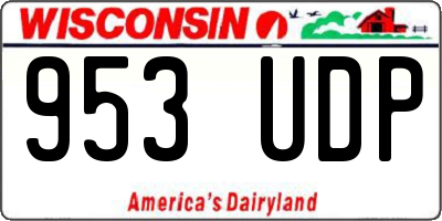 WI license plate 953UDP