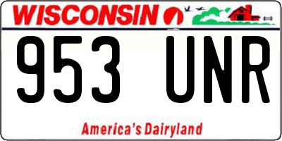 WI license plate 953UNR