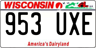 WI license plate 953UXE