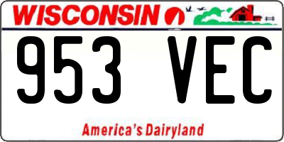 WI license plate 953VEC