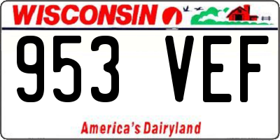 WI license plate 953VEF
