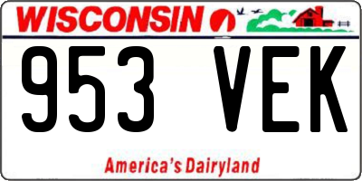 WI license plate 953VEK