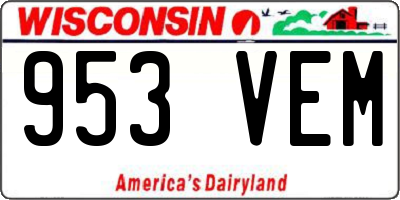 WI license plate 953VEM