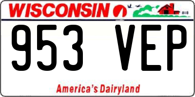 WI license plate 953VEP