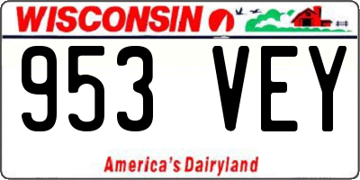 WI license plate 953VEY