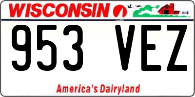 WI license plate 953VEZ