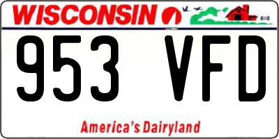 WI license plate 953VFD