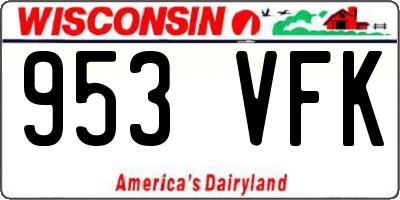 WI license plate 953VFK