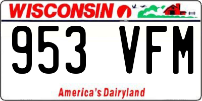 WI license plate 953VFM