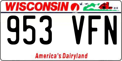 WI license plate 953VFN