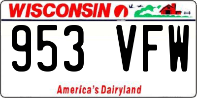 WI license plate 953VFW
