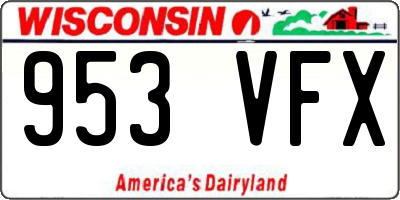 WI license plate 953VFX