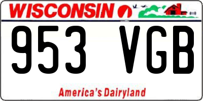 WI license plate 953VGB