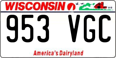 WI license plate 953VGC
