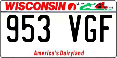 WI license plate 953VGF
