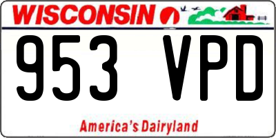 WI license plate 953VPD