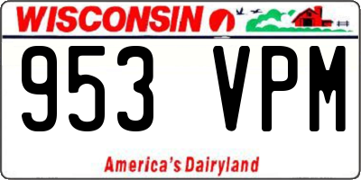 WI license plate 953VPM