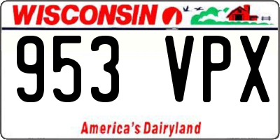 WI license plate 953VPX