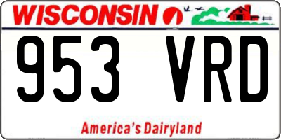 WI license plate 953VRD