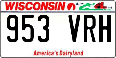 WI license plate 953VRH