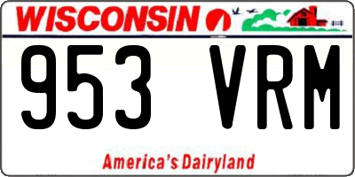 WI license plate 953VRM