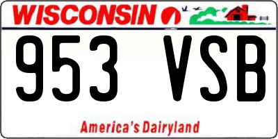 WI license plate 953VSB