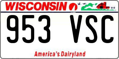 WI license plate 953VSC