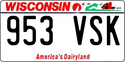 WI license plate 953VSK