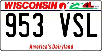 WI license plate 953VSL