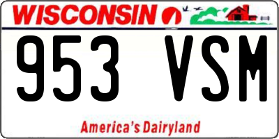 WI license plate 953VSM