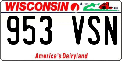 WI license plate 953VSN