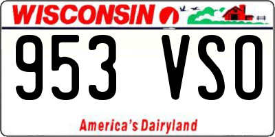 WI license plate 953VSO