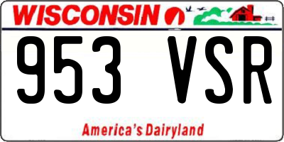 WI license plate 953VSR