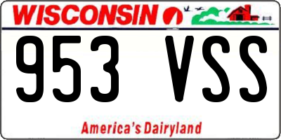 WI license plate 953VSS